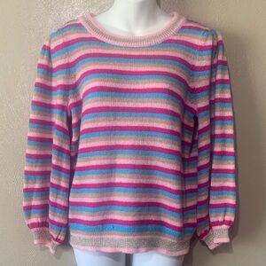 Lilly Pulitzer size L Marceletta Pink Multi Striped Berry Soirée Sweater NWT